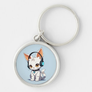 Charming Kawaii Cat Design Key Ring