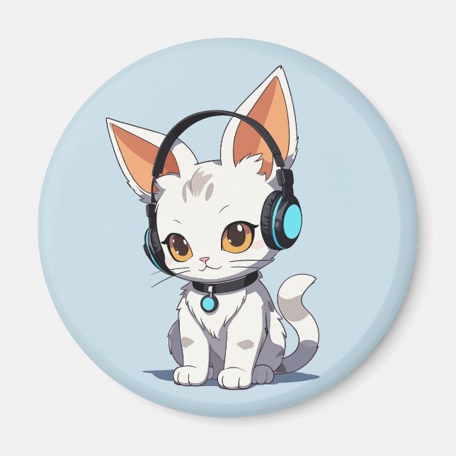 Charming Kawaii Cat Design Magnet (Front)