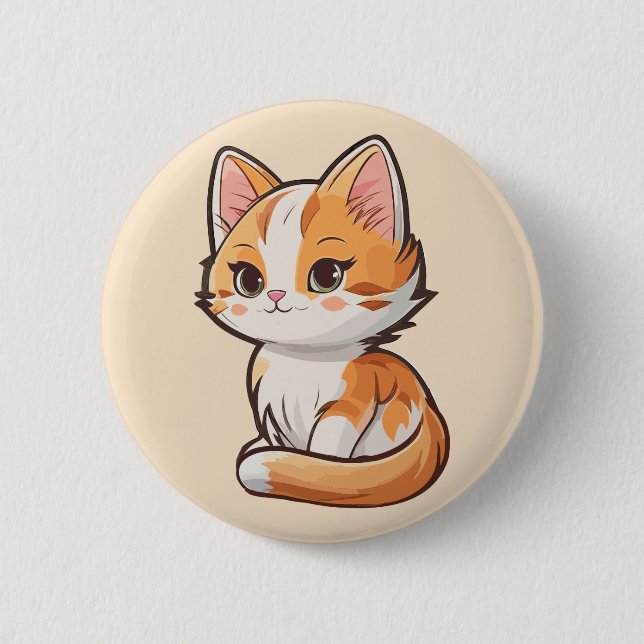 Charming Kawaii Kitten 6 Cm Round Badge (Front)