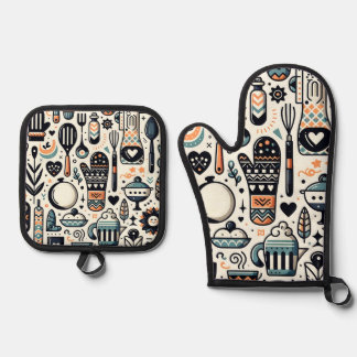 Charming Kitchen Essentials Oven Mitt and Pot Hold Oven Mitt & Pot Holder Set