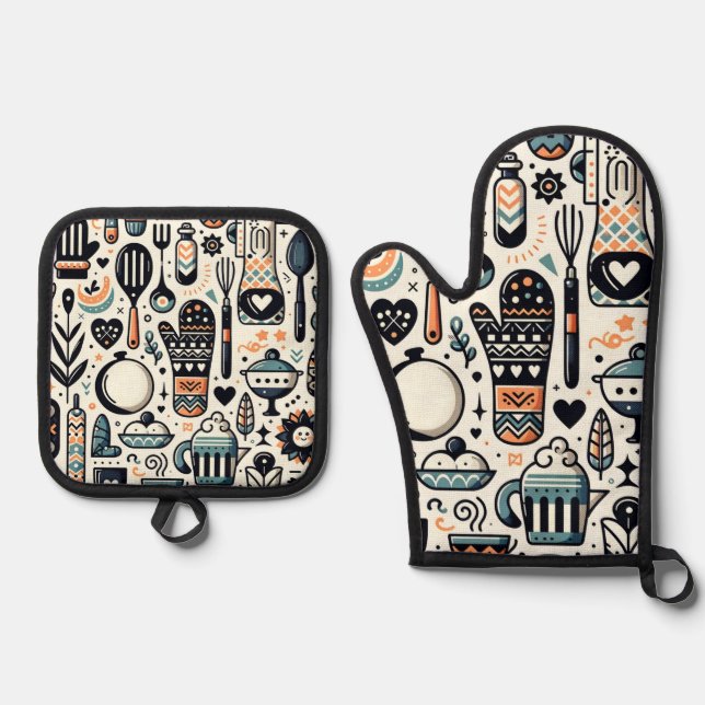 Charming Kitchen Essentials Oven Mitt and Pot Hold Oven Mitt & Pot Holder Set (Front)