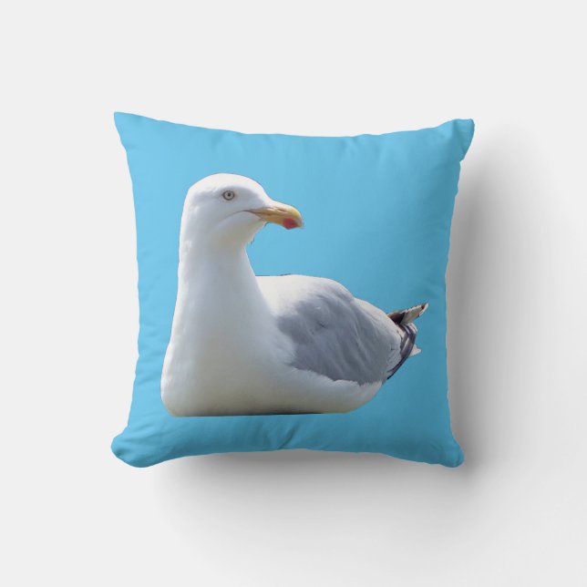 Charming Laidback Coastal Seagull Minimalist Bird  Cushion (Front)
