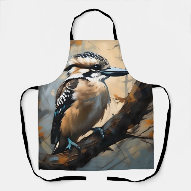 Charming Laughter: Kookaburra in Oil Paint Apron (Front)