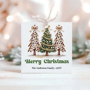 Charming Leopard Print Christmas Custom Name Gift Favour Tags