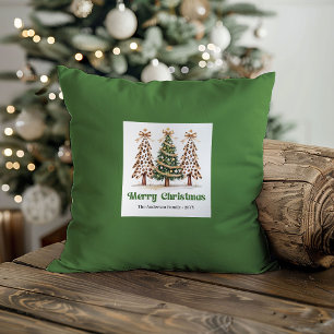 Charming Leopard Print Christmas Name Custom Pillo Cushion
