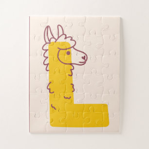 Charming Letter "L" Llama Alphabet Art Jigsaw Puzzle