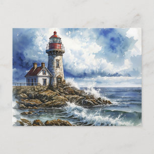 Charming Lighthouse with Waves Postcard