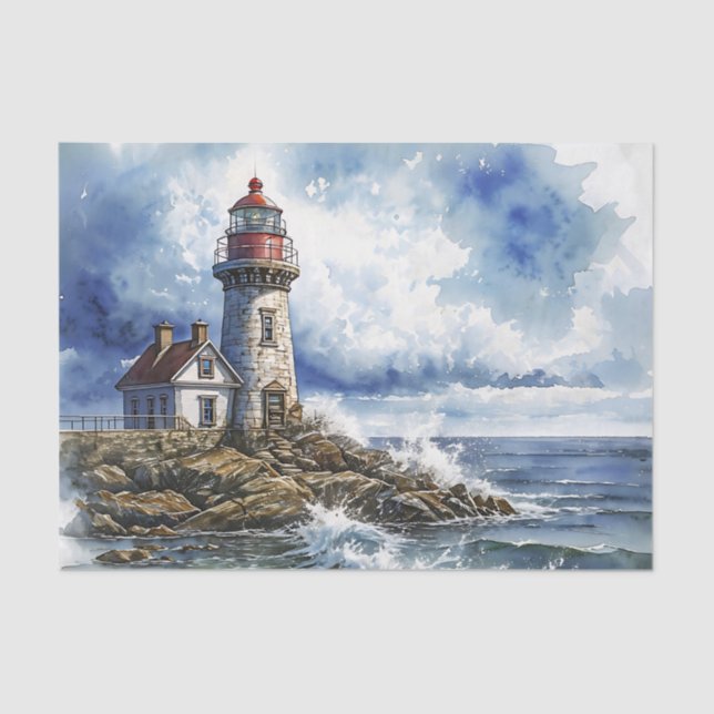Charming Lighthouse with Waves Tissue Paper (Front)