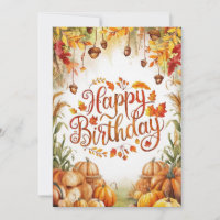 Charming Little Cosy Autumn Fall Happy Birthday 