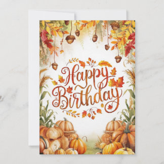 Charming Little Cosy Autumn Fall Happy Birthday  Card