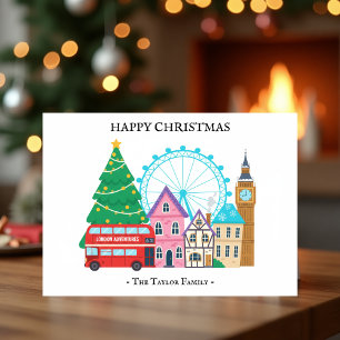 Charming London Christmas City Scene Holiday Card