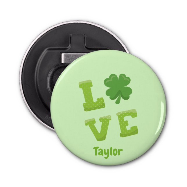 Charming Love Block St Patricks Day Bottle Opener (Front)