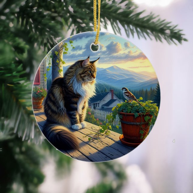 Charming Maine Coon Keepsake Ceramic Tree Decoration (Creator Uploaded)