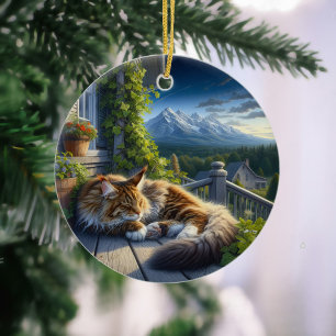 Charming Maine Coon Keepsake Ceramic Tree Decoration
