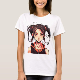 Charming Manga Girl: Anime Vector Illustration T-Shirt