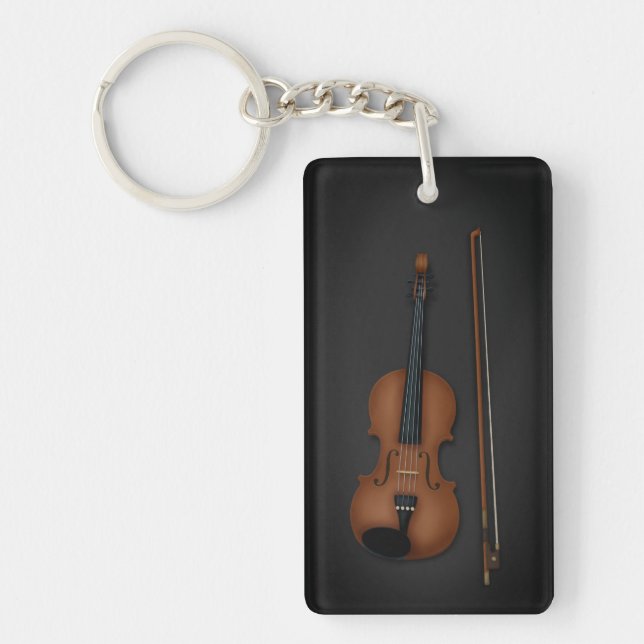 Charming Miniature Violin & Bow Classical Music Key Ring (Front)