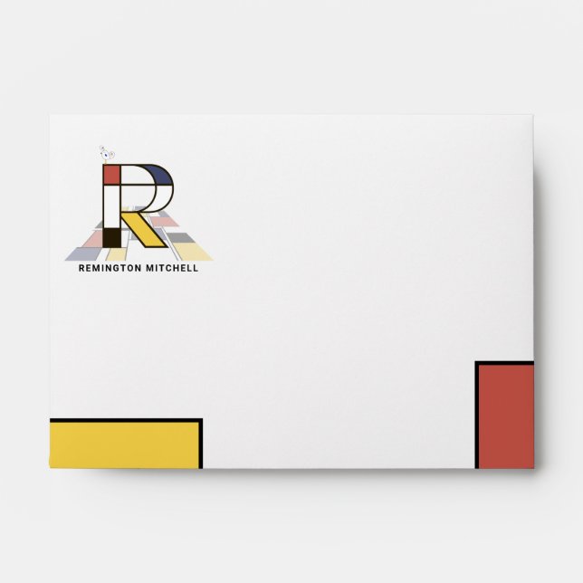 Charming Modern Art Monogram. Letter R Envelope (Front)