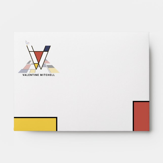 Charming Modern Art Monogram. Letter V Envelope (Front)