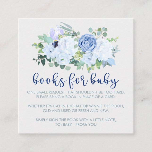 Charming & Modern Blue Floral Enclosure Card (Front)