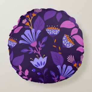 Charming Modern Floral Round Pillow