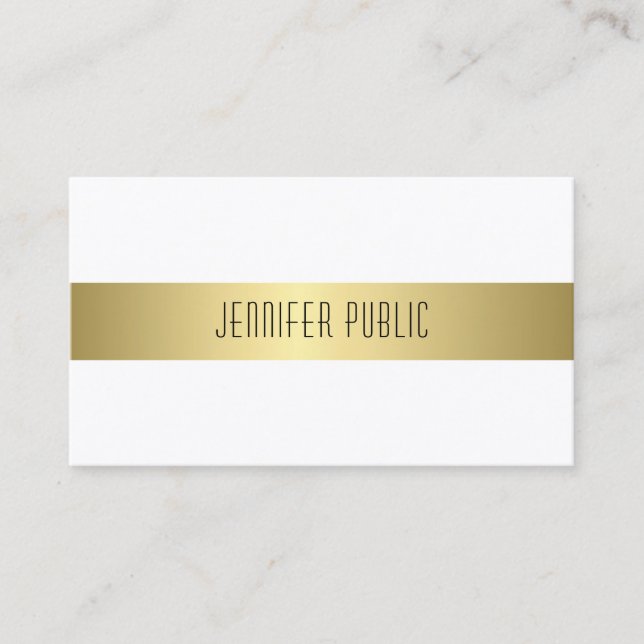 Charming Modern Gold Look Design Smooth Plain Business Card (Front)