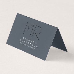 Charming Modern Monogram Grey Clean Business Card