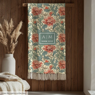 Charming Morris style pastel botanical art throw Fleece Blanket