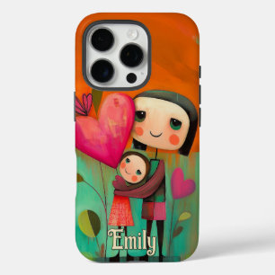 Charming Mother & Daughter Painting iPhone 16 Pro Case