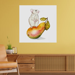 Charming Mouse on a Pear Poster