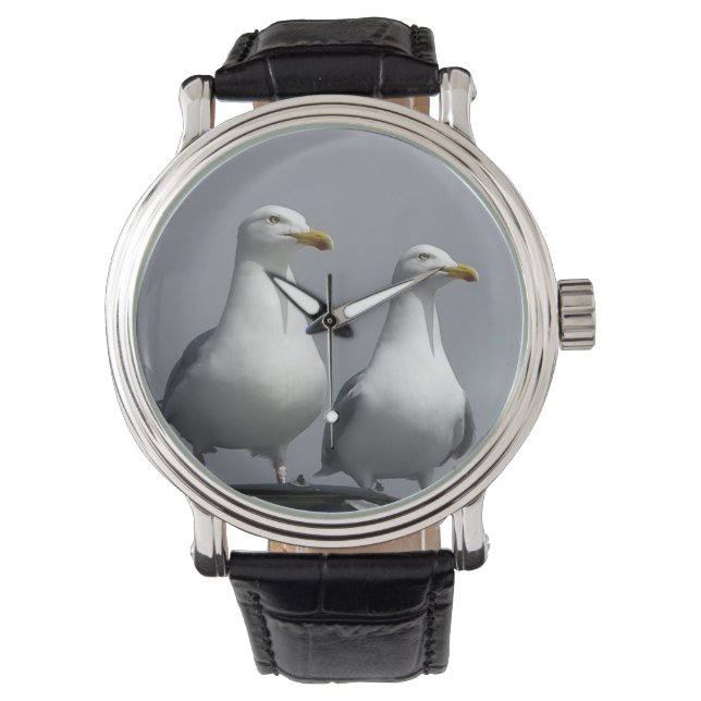 Charming Mr & Mrs Gully Seagull Couple Expressive  Watch (Front)
