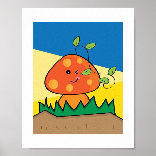Charming Mushroom Illustration | Botanical Art Poster (Front)