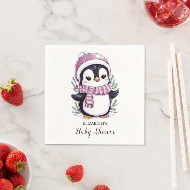 Charming Mystical Penguin Baby Shower Napkin (Insitu)