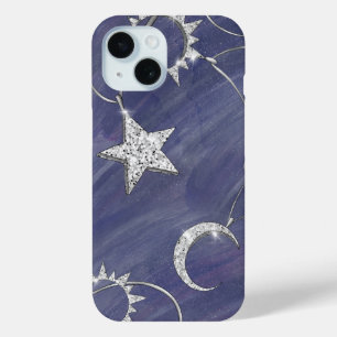 Charming Mystique   Silver Moon Stars Sun Amulet iPhone 15 Case