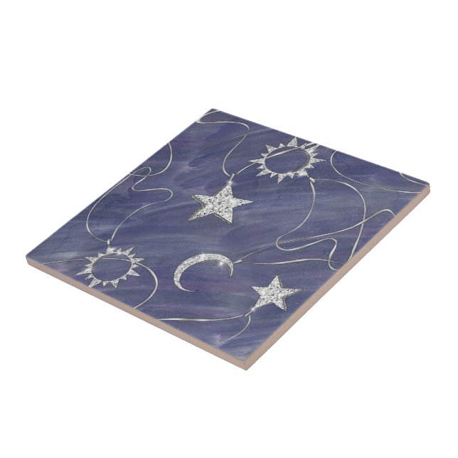 Charming Mystique | Silver Moon Stars Sun Amulet Tile (Side)