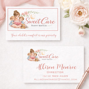 Charming Nanny Service Logo Design Business Card