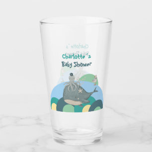 Charming Nautical Whale Octopus Yellow Baby Shower Glass