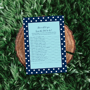 Charming Navy Blue Bow Who Knows Dad Best Game Invitation