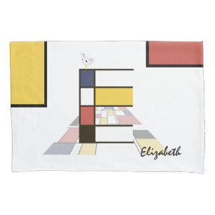 Charming Neoplasticism Art Monogram. Letter E Pillowcase