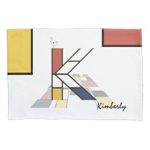 Charming Neoplasticism Art Monogram. Letter K Pillowcase
