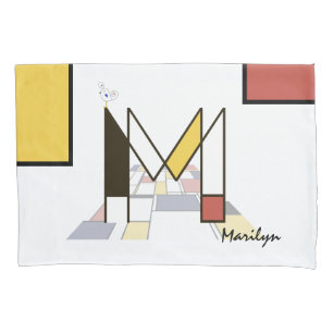 Charming Neoplasticism Art Monogram. Letter M Pillowcase