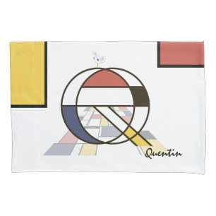 Charming Neoplasticism Art Monogram. Letter Q Pillowcase