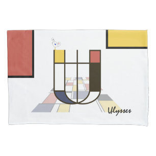 Charming Neoplasticism Art Monogram. Letter U Pillowcase