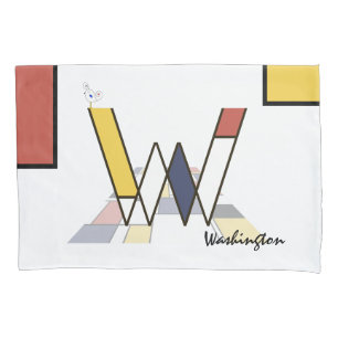Charming Neoplasticism Art Monogram. Letter W Pillowcase