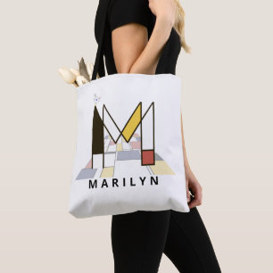 Charming Neoplasticism Style Monogram. Letter M Tote Bag