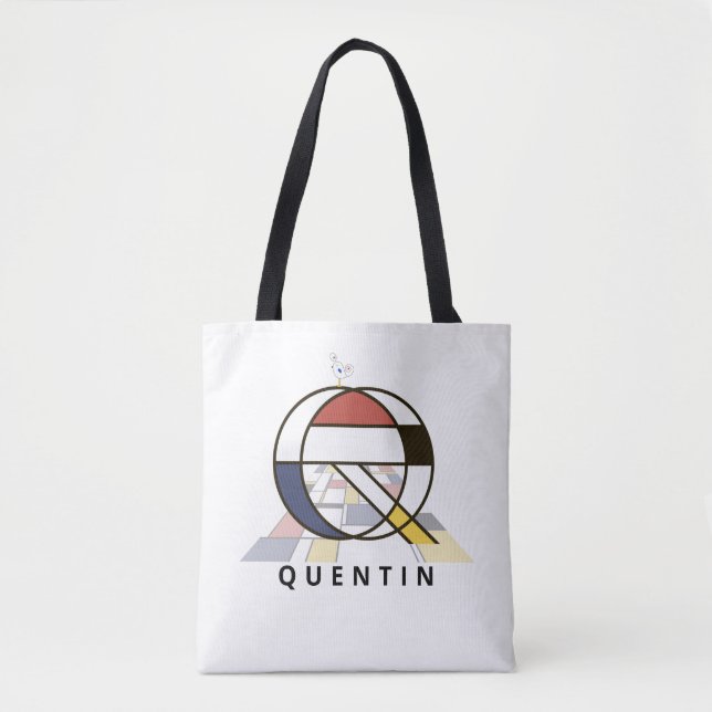 Charming Neoplasticism Style Monogram. Letter Q Tote Bag (Front)