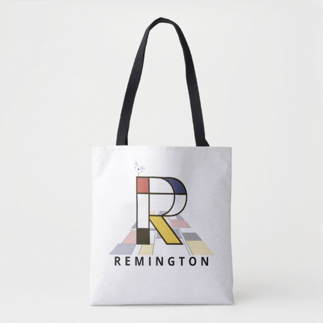 Charming Neoplasticism Style Monogram. Letter R Tote Bag (Front)