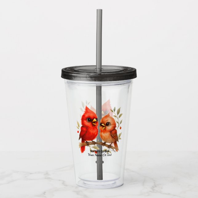 Charming Northern Cardinal  Acrylic Tumbler (Front)