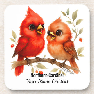 Charming Northern Cardinal Coaster
