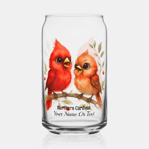 Charming Northern Cardinal  Glass
