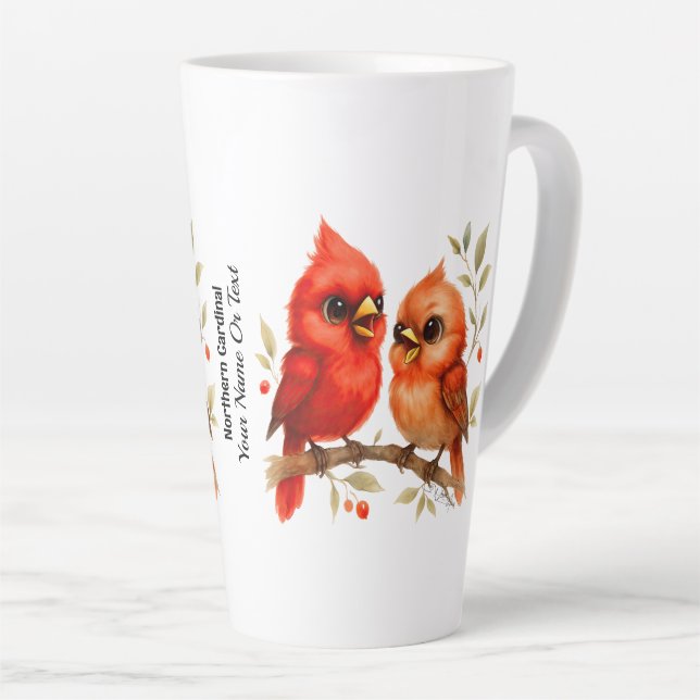 Charming Northern Cardinal Latte Mug (Right Angle)